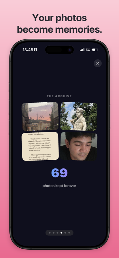 The Archive, showing photos kept across every logged week